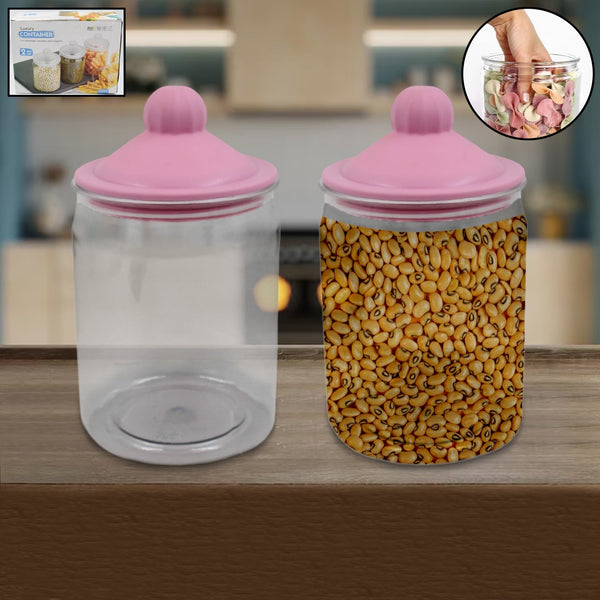 Transparent Kitchen Plastic Container/ Jar Set (2 Pcs Set / 1100 ML Approx) - luckystorebuy.in