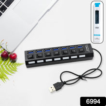 USB Splitter Multi Port USB 2.0 Hub, 7 Port with Independent On/Off Switch and LED Indicators USB A Port Data Hub, Suitable for PC Computer Keyboard Laptop Mobile HDD, Flash Drive Etc - luckystorebuy.in