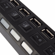 USB Splitter Multi Port USB 2.0 Hub, 7 Port with Independent On/Off Switch and LED Indicators USB A Port Data Hub, Suitable for PC Computer Keyboard Laptop Mobile HDD, Flash Drive Etc - luckystorebuy.in