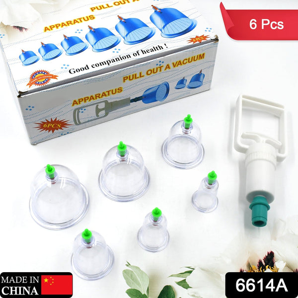 Vacuum Cupping Set 6 Pcs Kit Pull Out a Vacuum Apparatus Therapy Relax Massagers Curve Suction Pumps - luckystorebuy.in