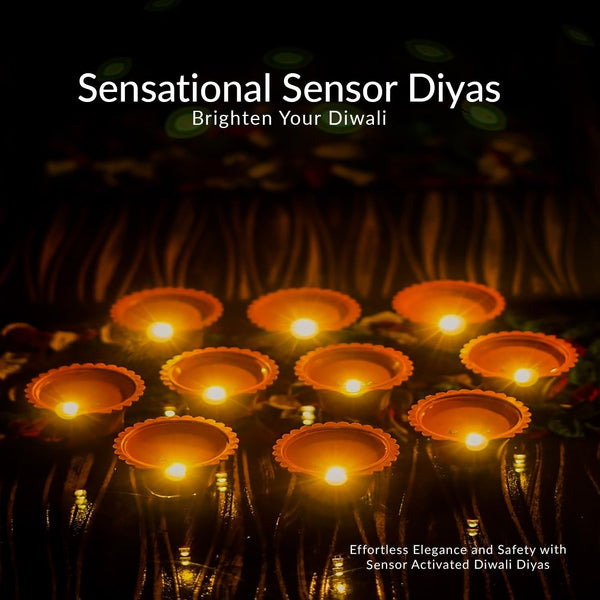 Water Sensor Diyas for Diwali Decoration (12 Pcs Set) - luckystorebuy.in