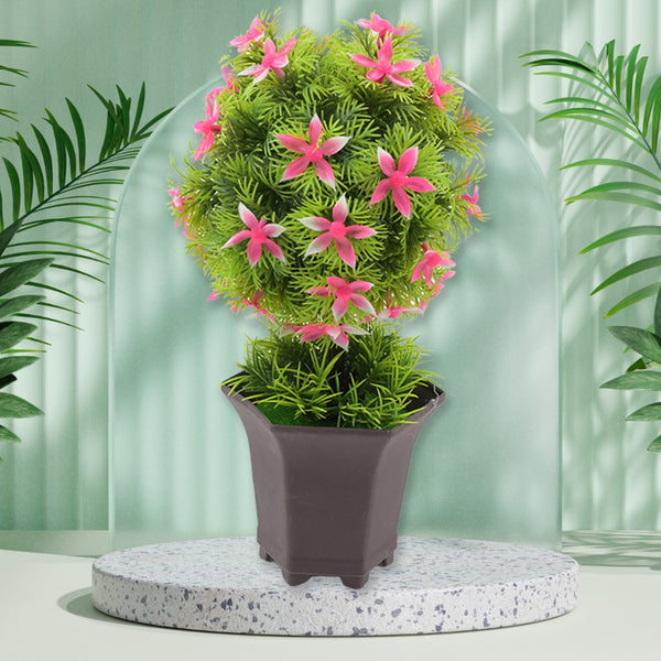 Wild Artificial Flower Plant with Cute Pot – Home Office Tabletop Decor, Indoor Balcony Decoration (1 Pc) - luckystorebuy.in