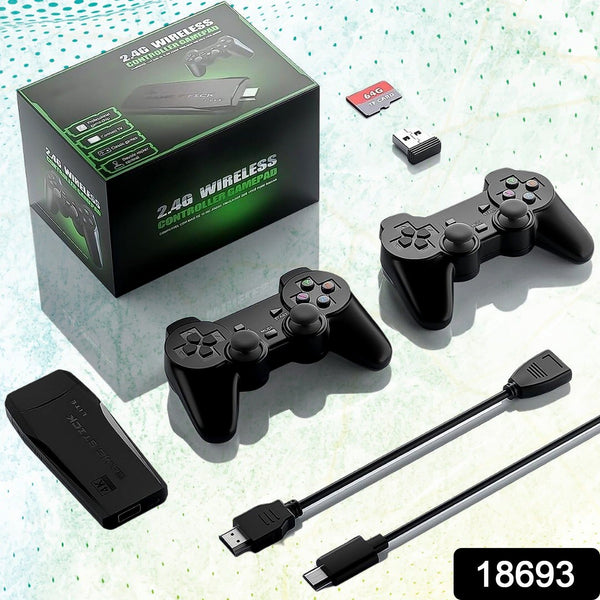 Wireless Controller Gamepad with 10,000+ Games, 4k Ultra HD Game Sticks Output, and 2.4GHz Wireless Controller Video Games with 64gb Memory Card (1 Set) - luckystorebuy.in