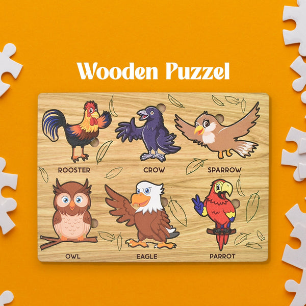 Wooden Bird Puzzle Learning Educational Board (1 Set / 28×20 Cm) - luckystorebuy.in