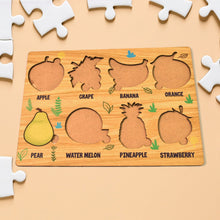 Wooden Fruits Puzzle Learning Educational Board (1 Set / 28×20 Cm) - luckystorebuy.in
