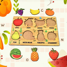 Wooden Fruits Puzzle Learning Educational Board (1 Set / 28×20 Cm) - luckystorebuy.in