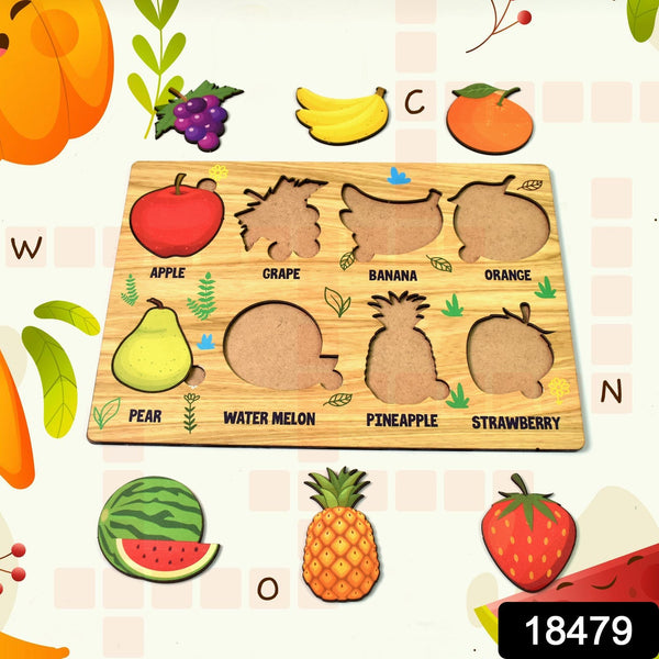 Wooden Fruits Puzzle Learning Educational Board (1 Set / 28×20 Cm) - luckystorebuy.in