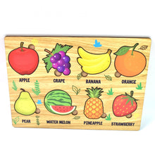 Wooden Fruits Puzzle Learning Educational Board (1 Set / 28×20 Cm) - luckystorebuy.in