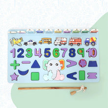 Wooden Number Puzzle Match Board and magnetic rod - luckystorebuy.in