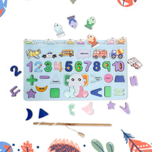 Wooden Number Puzzle Match Board and magnetic rod - luckystorebuy.in