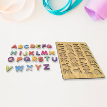 Wooden Puzzle Board ABC Letters Shapes Educational Learning Toys (1 Set) - luckystorebuy.in