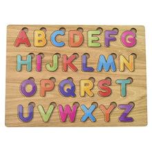 Wooden Puzzle Board ABC Letters Shapes Educational Learning Toys (1 Set) - luckystorebuy.in