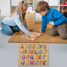 Wooden Puzzle Board ABC Letters Shapes Educational Learning Toys (1 Set) - luckystorebuy.in