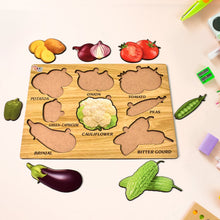 Wooden Vegetable Puzzle Learning Educational Board (1 Set / 28×20 Cm) - luckystorebuy.in