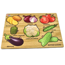 Wooden Vegetable Puzzle Learning Educational Board (1 Set / 28×20 Cm) - luckystorebuy.in
