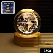 World 3D Crystal Ball lamps With Wood Base (1 Pc) - luckystorebuy.in