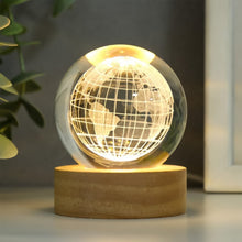 World 3D Crystal Ball lamps With Wood Base (1 Pc) - luckystorebuy.in